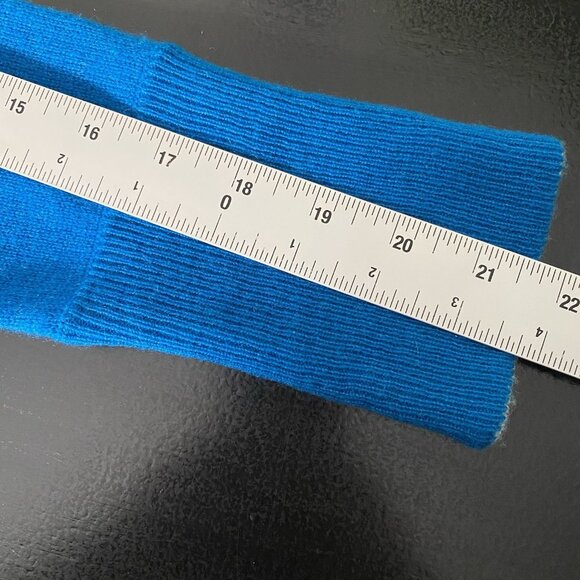 Magaschoni 100% Cashmere Sweater M Roll Turtleneck Cobalt Blue Grey Quiet Luxury - Picture 14 of 15